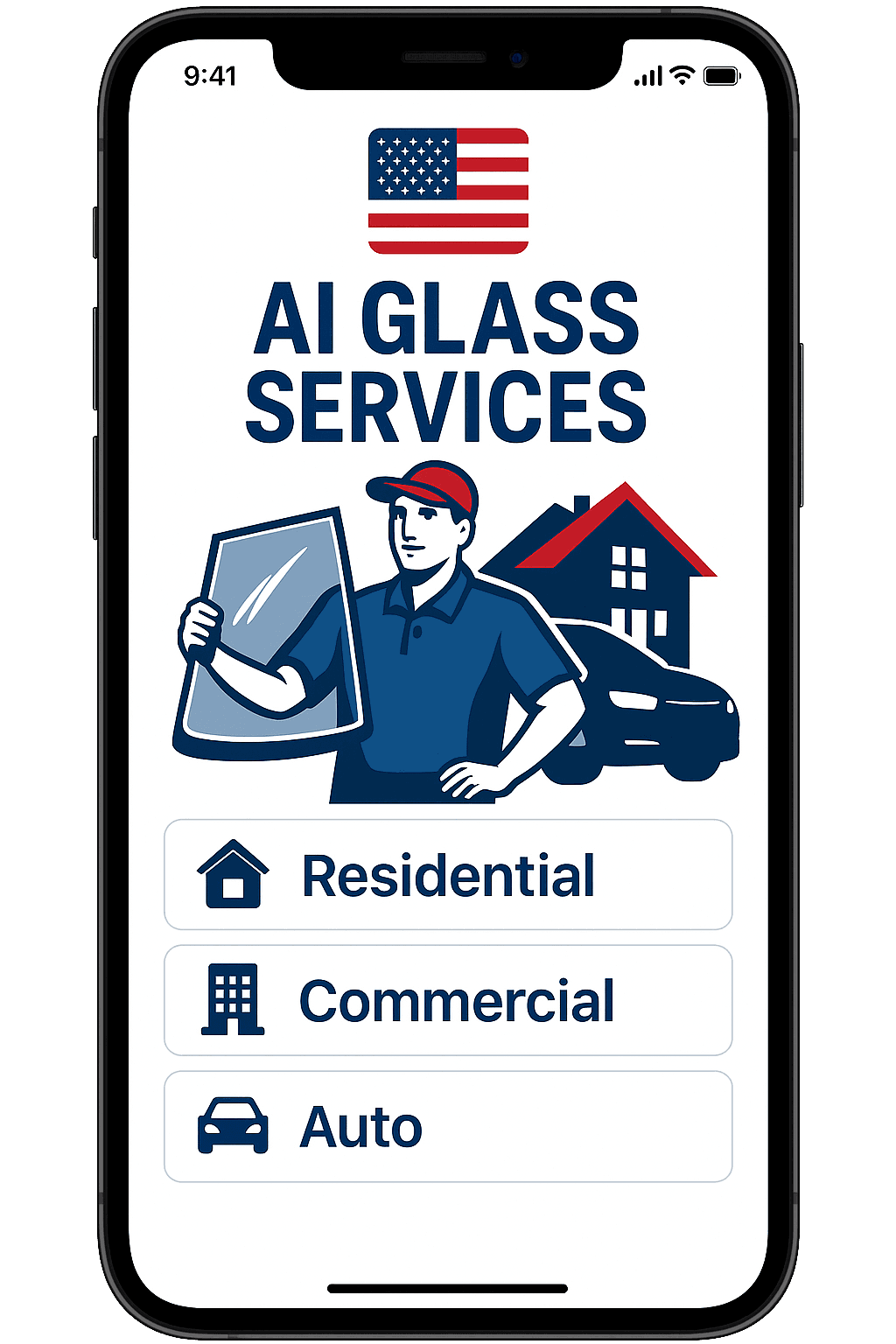Glass & Auto Mobile App - Professional Glass Repair Service iOS Android Application